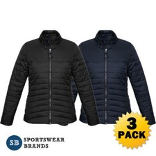3 x Ladies Expedition Quilted Jacket Work Puffer Women Winter Navy Black J750L