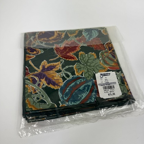 Royal Linens Napkins Made in USA 100% Cotton Harvest Festival Fall Leaves Set 4 - Picture 2 of 8