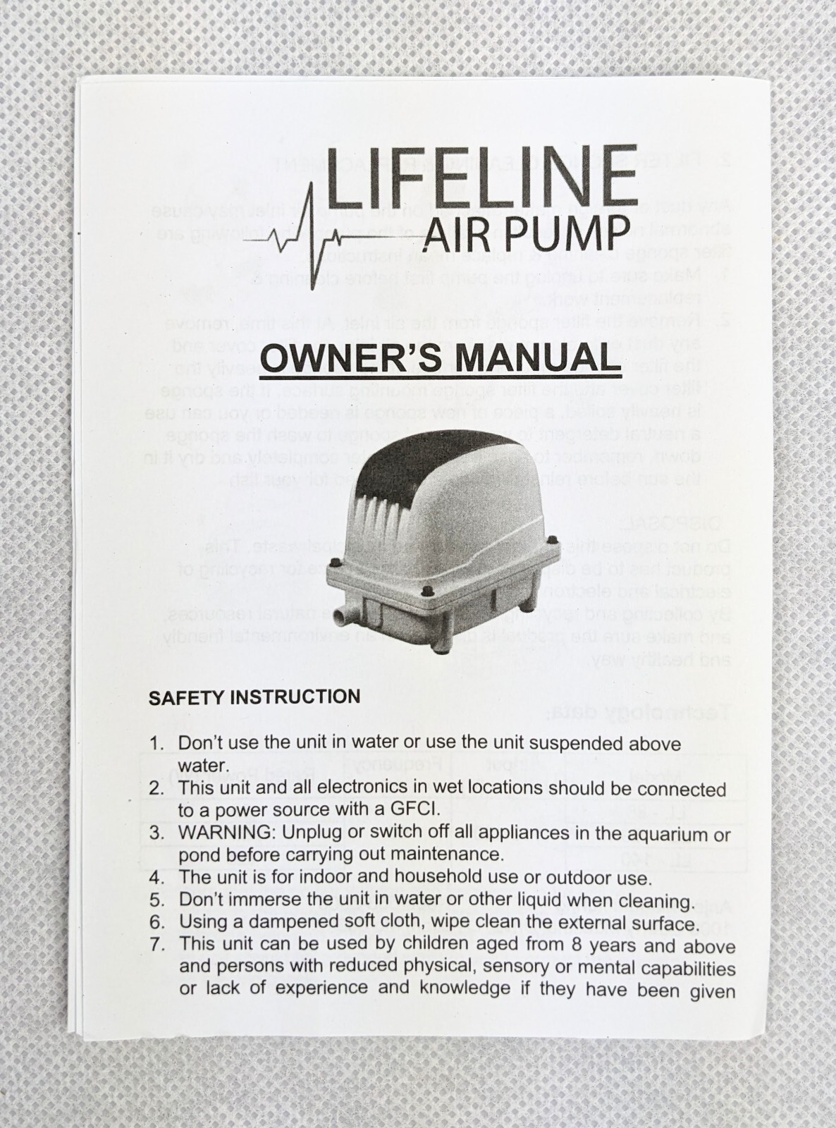 Anjon LifeLine LL-100 Air Pump For Ponds up to 12,000 Gallons and 15 Feet Deep