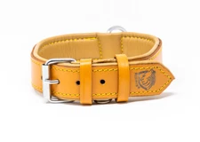 Riparo Genuine Leather Padded Dog Heavy Duty K-9 Adjustable Collar - Camel