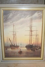 VINTAGE DDR Wandbild im Holzrahmen Segelboote 54 cm x 68 cm