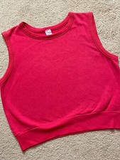 Vintage 1980s Pullover Sweater Vest Sleeveless Relaxed Sweatshirt Red USA Made S