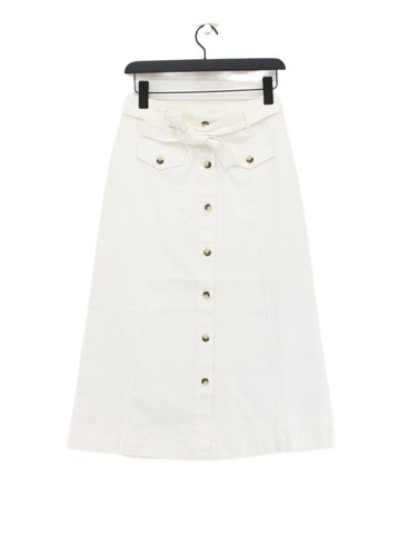 Monsoon Women's Maxi Skirt UK 10 White Cotton with Elastane Long Maxi