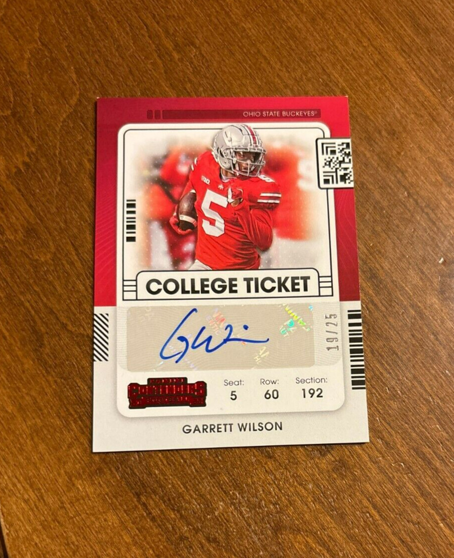 Garrett Wilson Panini Chronicles Draft Picks Contenders College Ticket Autographs #CCTGWI Red