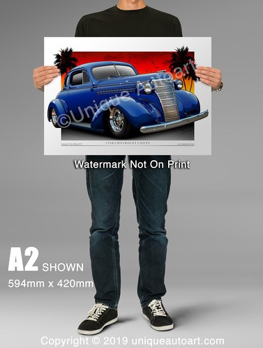 1938 Chevy Coupe Car Drawing in 15 Glorious Colours - Picture 3 of 19