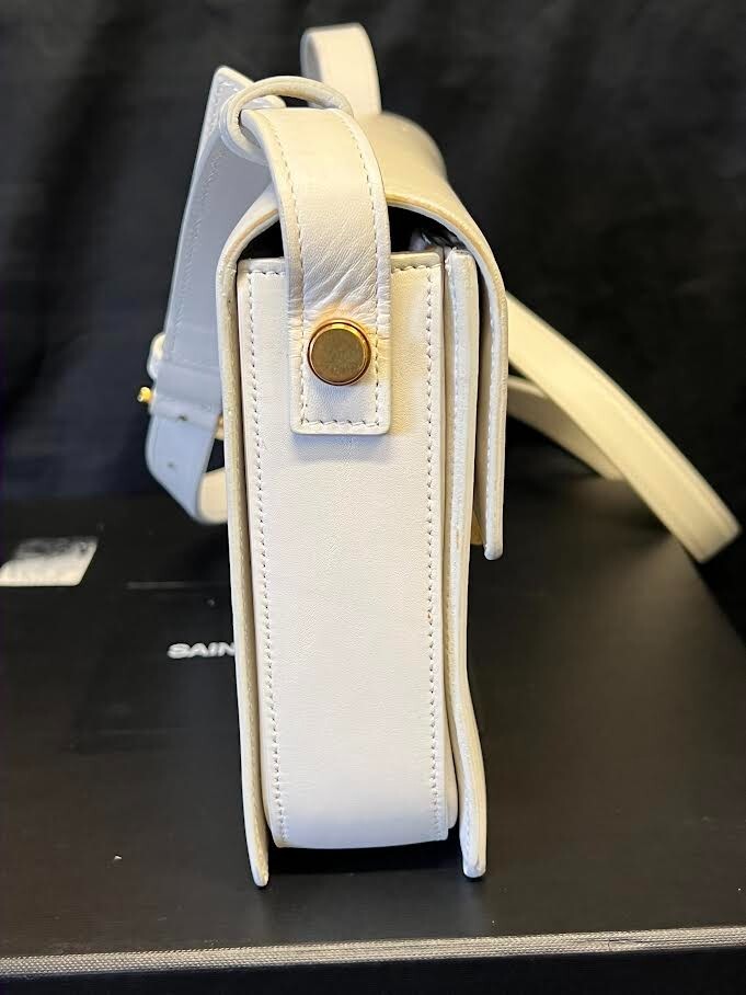 SAINT LAURENT LULU BORSA MEDIA A TRACOLLA CON TRACOLLA REGOLABILE BIANCA CON SPECCHIO