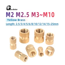 M2 M2.5 M3 M4 M5~M10 Brass Cylinder Knurled Threaded Round Insert Embedded Nuts