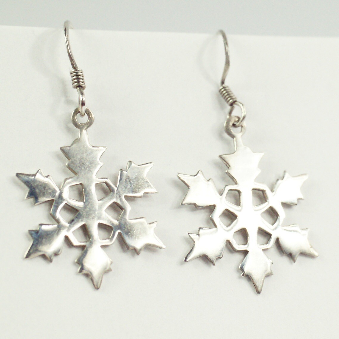 Sterling silver hook drop dangle snowflake winter… - image 1