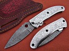 CUSTOM HANDMADE FULL DAMASCUS HAND ENGRAVED STEEL FOLDING COLLECTIBLE KNIFE  