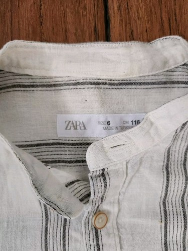 NWT Zara Size 6 Boys Linen Blend Striped Button Down Shirt - Picture 2 of 3