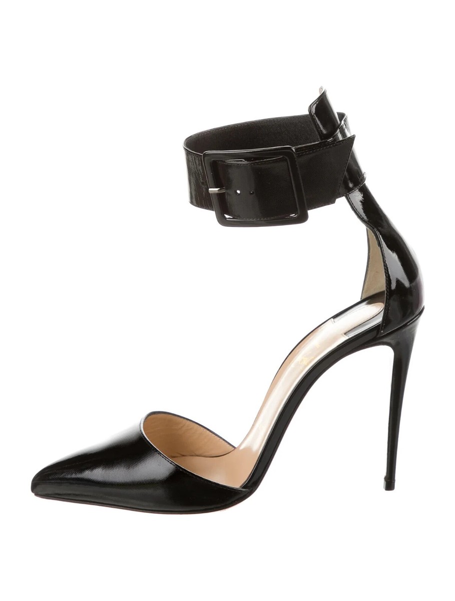 CHRISTIAN LOUBOUTIN Harler 100 Black Patent Vinyl Pumps SZ 9