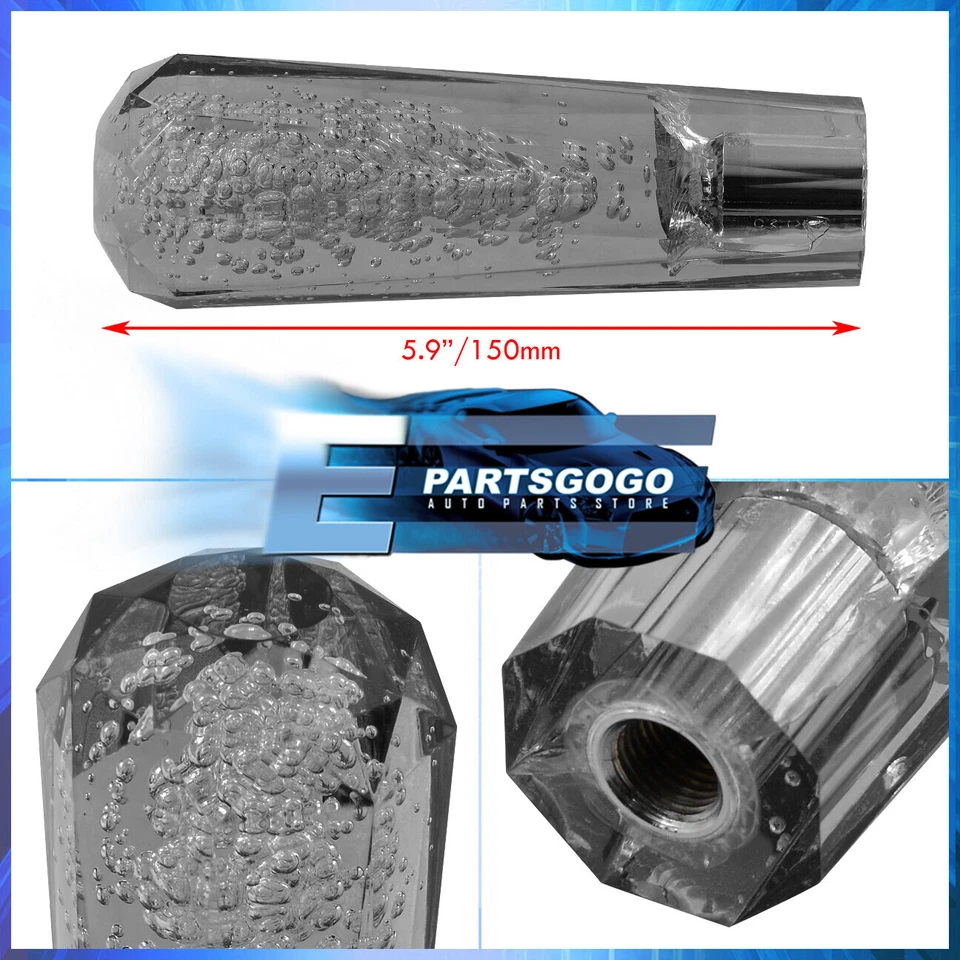 Universal 150mm M8X1.25 M10X1.5 M12X1.25 Diamond Bubble MT Gear Shift Knob Black Foto 2 de 3