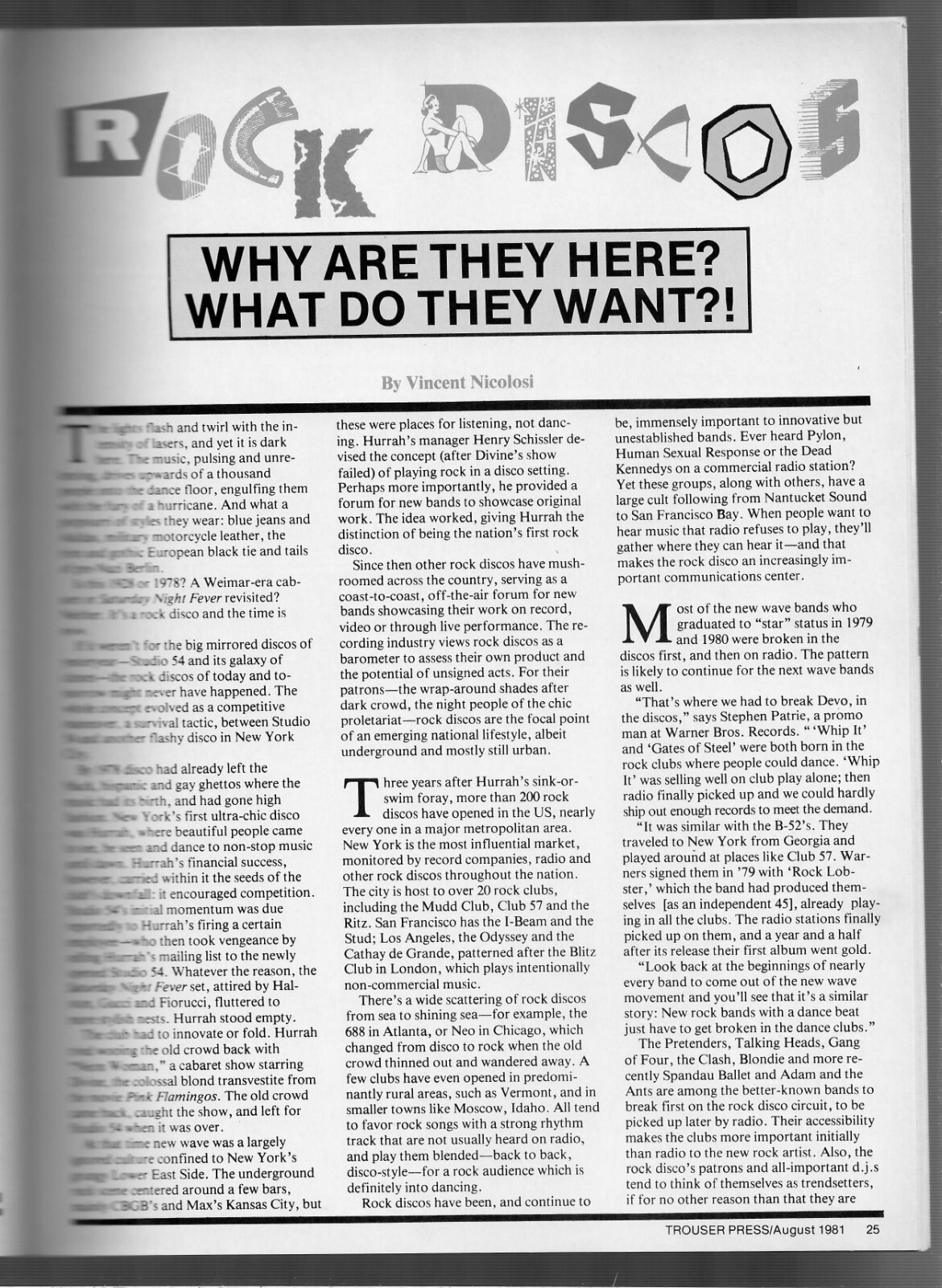 TROUSER PRESS 64 AUGUST 1981 VG COND TOM PETTY BILLY IDOL JELLO BIAFRA