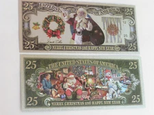 Santa Claus Christmas Banknote Holiday Coins Nickel Paper Money Hobo Token Gift