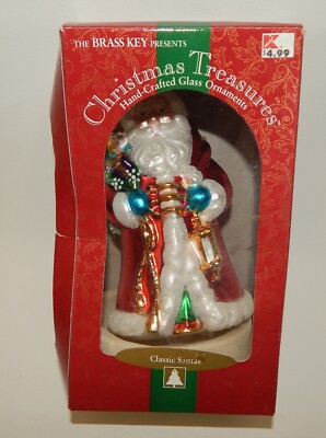 Vintage Christmas Treasures St Nick Santa Claus Blown Glass Ornament w ...