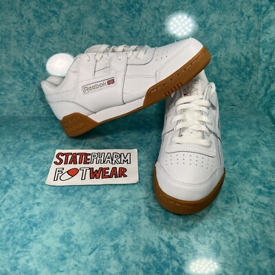 Reebok Workout Plus Women's White Gum Leather Retro Low Top Shoes Sneakers