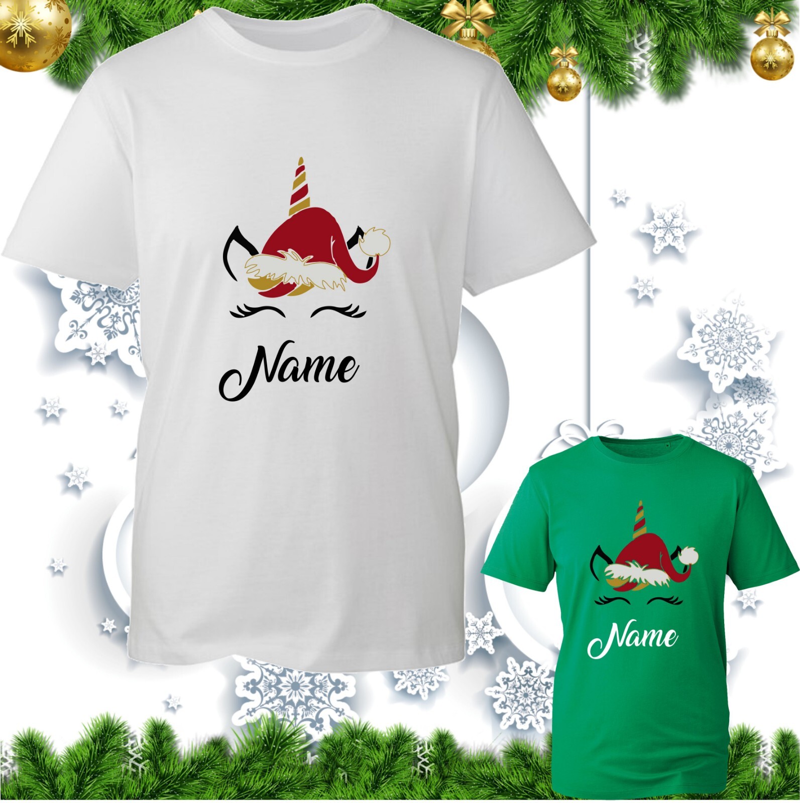 Maglietta Personalizzata Babbo Natale Femmina Unicorno Natale Unicorno Cavallo Pony Top