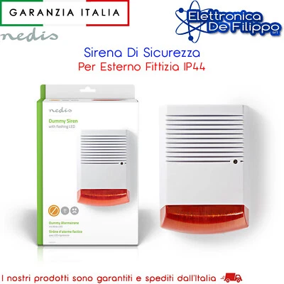 NEDIS sirena allarme finta da esterno parete led lampeggiante civetta