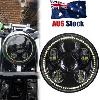 5.75 Inch plug and play LED Headlight w/ Halo Ring for Indian Scout 60 Bobber H4
