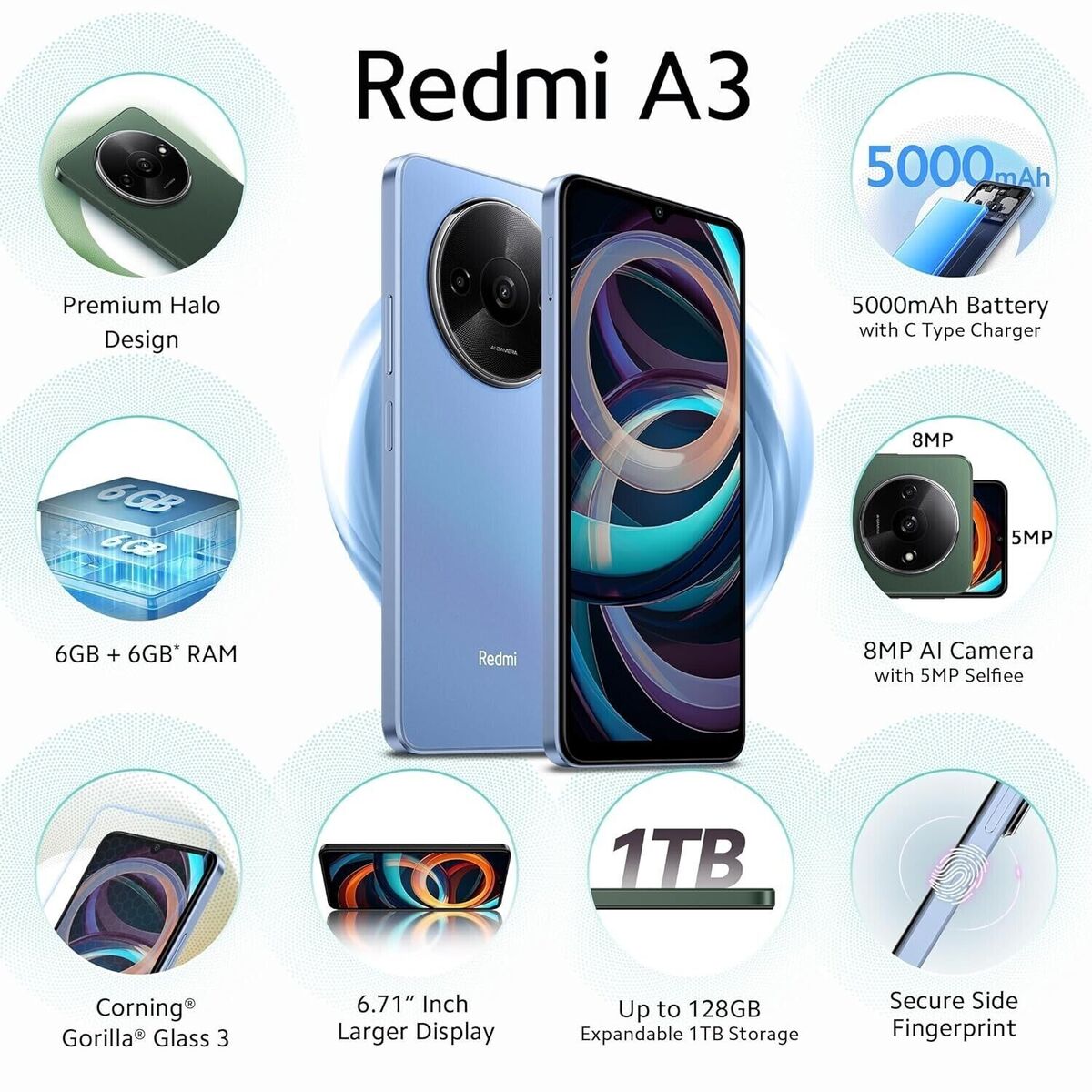 New Redmi A3 Factory Unlocked Dual SIM 90Hz Display 4GB RAM New Redmi A3 Factory Unlocked Dual SIM 90Hz Display 4GB RAM