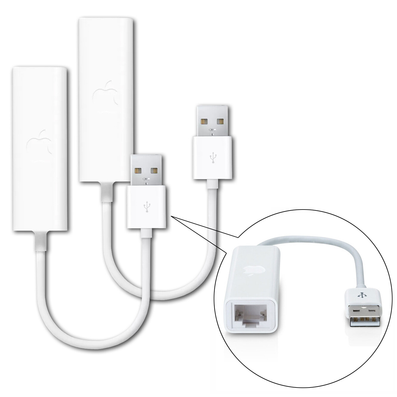 Lot of 2 Genuine Apple USB 2.0 Ethernet Adapter A1277 for MacBook Air Pro iMac