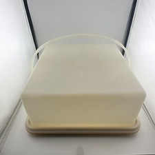 Vtg. Tupperware 1241 Large Square Cake Container With Lid  Handle 12  x12"x5"
