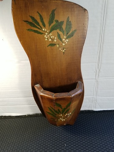 Holz Volkskunst Wand Taschenleuchter Pflanzgefäß Handarbeit handbemalt - Bild 2 von 12