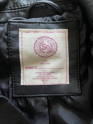 Girls Sonoma Faux Leather Motorcycle Bike Punk Chic Retro Zip Jacket Size 4/5 - Picture 3 of 5