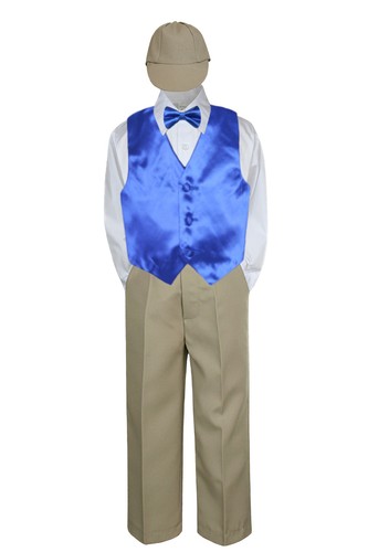 Boys Baby Toddler Kids Royal Blue Vest Bow Tie Formal Set Suit Hat S-7 - Picture 7 of 7