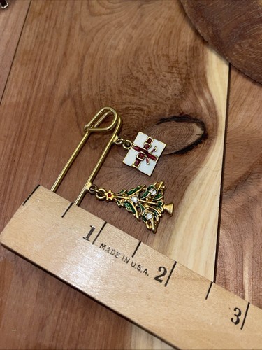 Spilla Charm Natale Avon Vintage Spilla Sicurezza Albero di Babbo Natale Strass - Foto 4 di 5