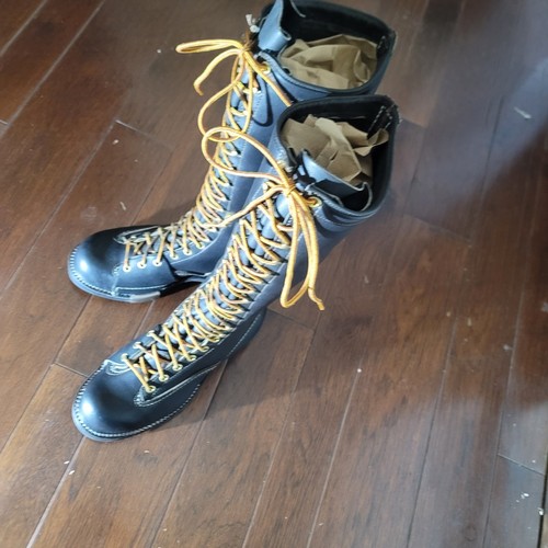 Sz 5 1/2 D- WESCO Highliner Lineman Boots Jobmaster Black Leather Vintage NEW - Picture 5 of 18
