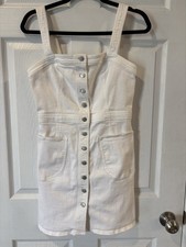 Express White Denim Dress Button Front With Pockets Size Small