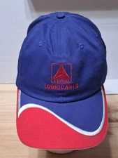 Citgo Lubricants Hat Cap Adjustable Hook & Loop Red White Blue Swoosh On Bill