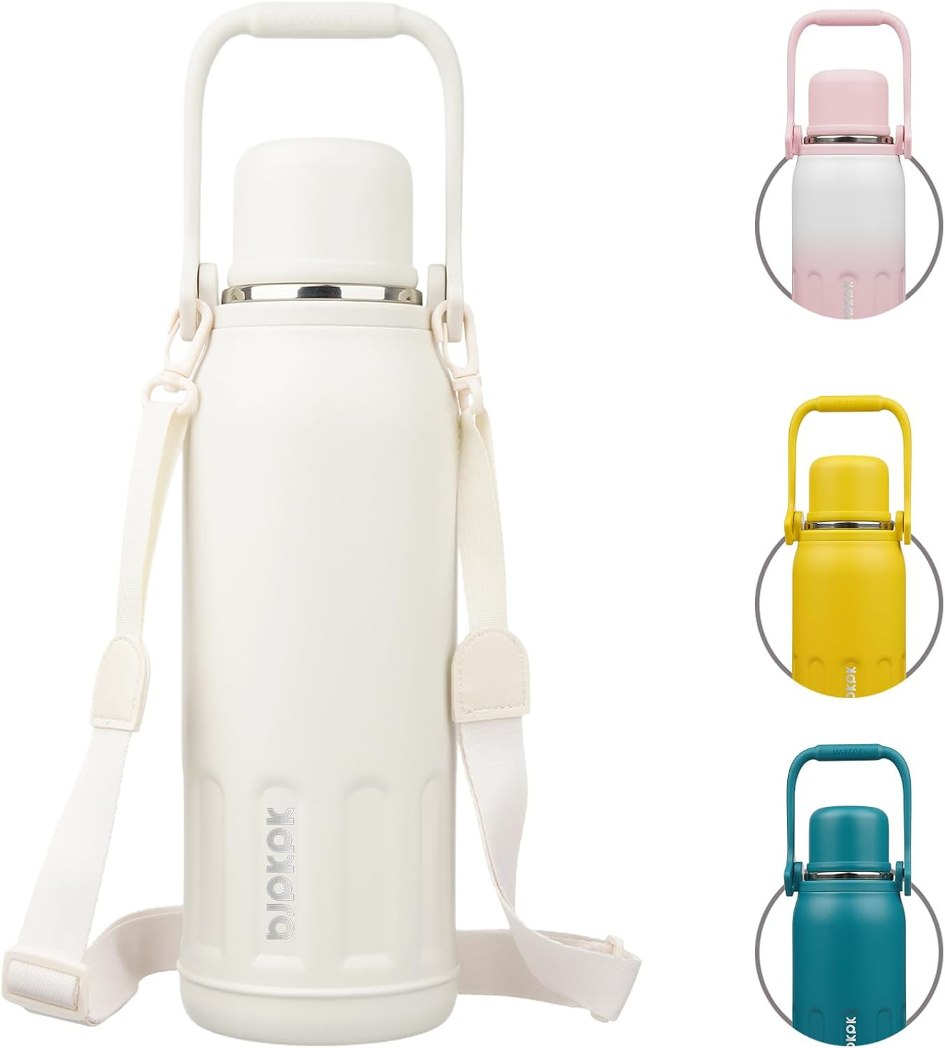 BJPKPK Insulated Water Bottle, 50 oz Stainless Steel, Dishwasher Safe, Beige