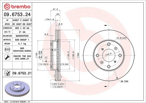 Disques De Frein Avant FERODO DDF870 - Lot 2x 260mm Pour Peugeot 406