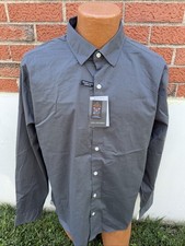 Van Heusen Men's Slim Fit GREY Long Sleeve Dress Work Casual Shirt Size LG NEW