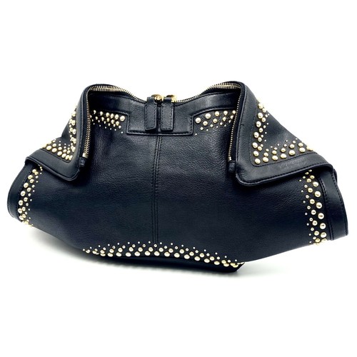 ALEXANDER MCQUEEN De Manta Studded Leather Clutch Bag Black