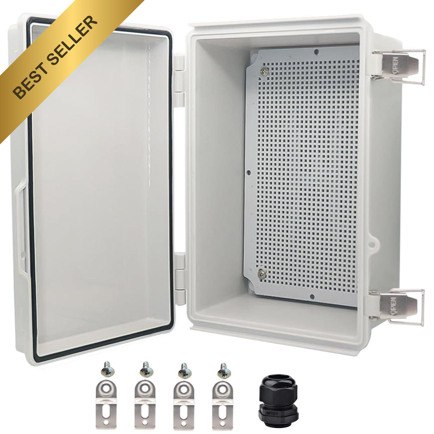 IP67 Waterproof Electrical Junction Box Hinged Enclosure 11.1x7.5x5.5in Gray