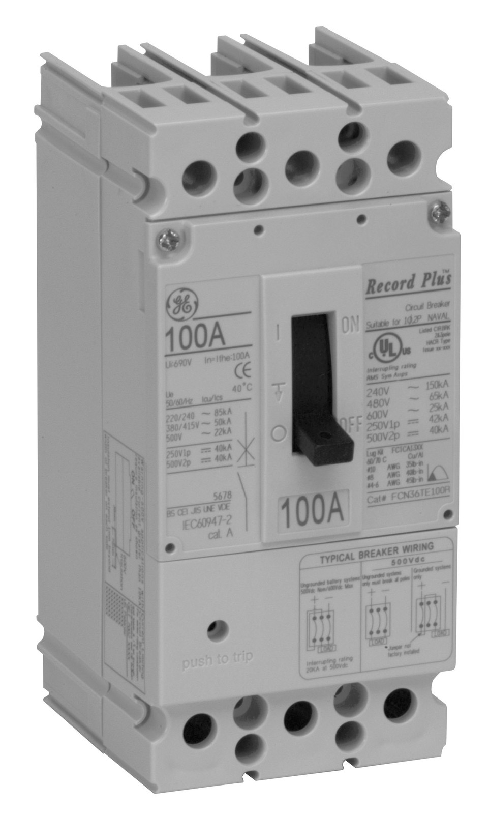ABB GE FCS36TE050R 50A 3P Record Plus MCCB 600V