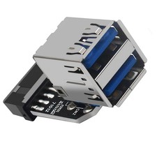 USB 3.0 19/20 Pin to Dual USB 3.0 A Female Port Adapter Vertical Internal E...