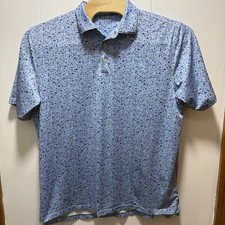 Peter Millar Summer Comfort Men's Golf Polo Shirt Blue All Over Print Size XL