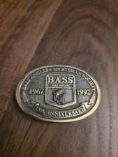 Bass Anglers Sportsman Society Brass Belt Buckle 25th Anniversary 1967-1992 USA