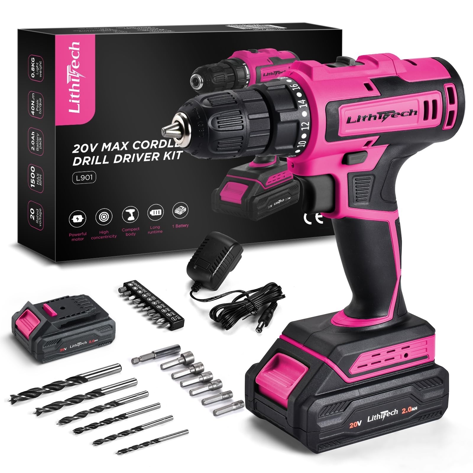 Set For Women - With 2.0ah Battery  Charger, 3/8 Keyl...