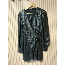 Express Black Shimmer Wrap Tie Dress Size M