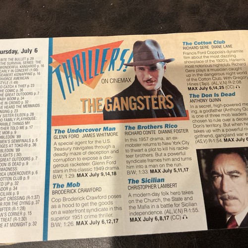 HB0 And Cinemax Program Guide JULY 1989 -A FISH CALLED WANDA -YOUNG GUNS- - Picture 3 of 8