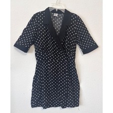 ASOS Mini Tea Dress Size 6 Gothic Skater Boho Cottagecore Black White Pokadot