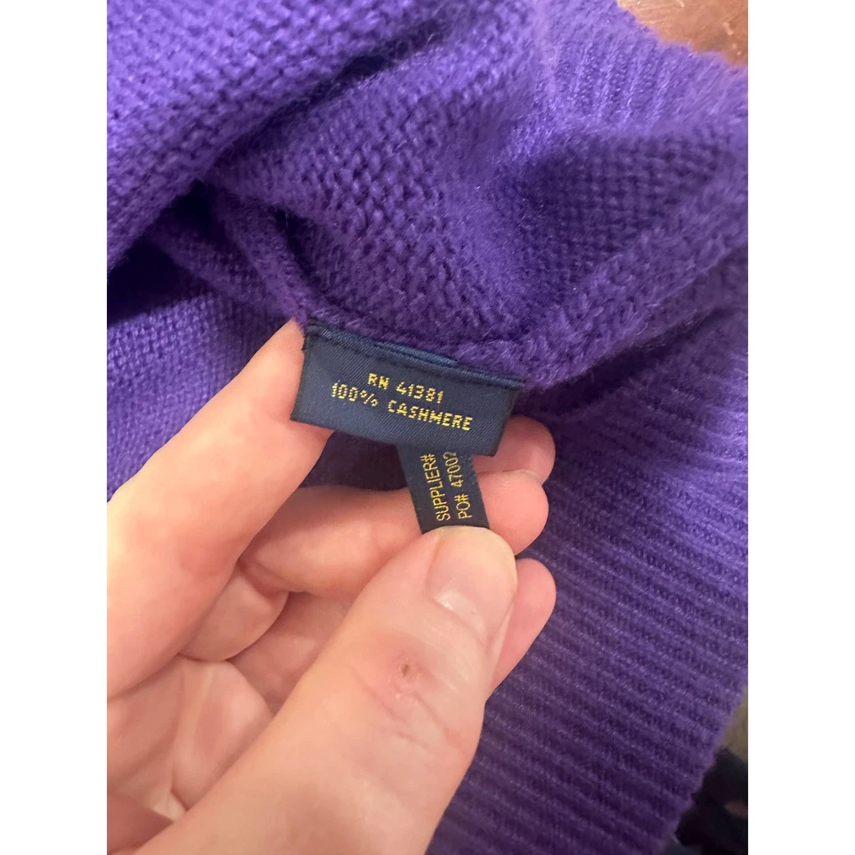 Suéter Polo Golf Ralph Lauren Para Mujer 1/4 Cremallera Púrpura Profundo 100% Cachemira Foto 4 de 4
