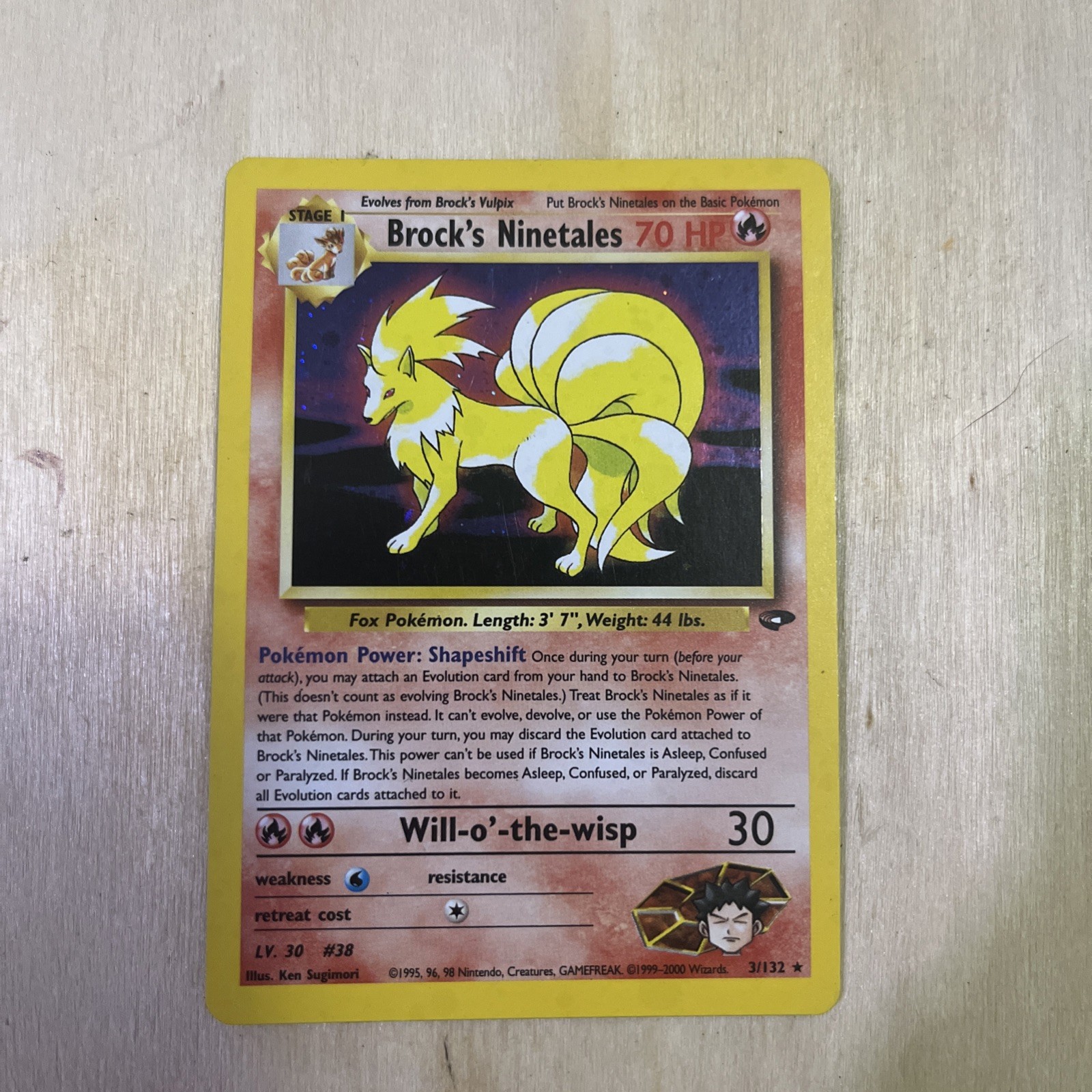 Pokemon Ninetales Holo Rare Gym Challenge Brock's 3/132 Unlimited LP