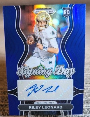 Riley Leonard 2025 Prizm Draft Picks Signing Day Blue Auto /75 RC Colts Irish 