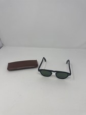 Vtg Made in Japan Black Horn Rim Sunglasses Green Glass Lens MCM Retro w/ Case